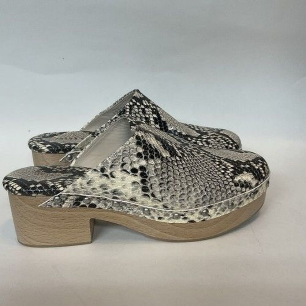 Frēda Salvador Samantha‎ Gray Piton Leather Clog Women Size 8.5 Spain